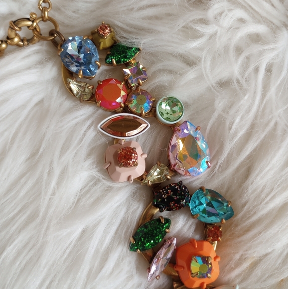 J Crew Multicolored Brûlée Crystal Circular Cluster Statement Necklace - Picture 8 of 15